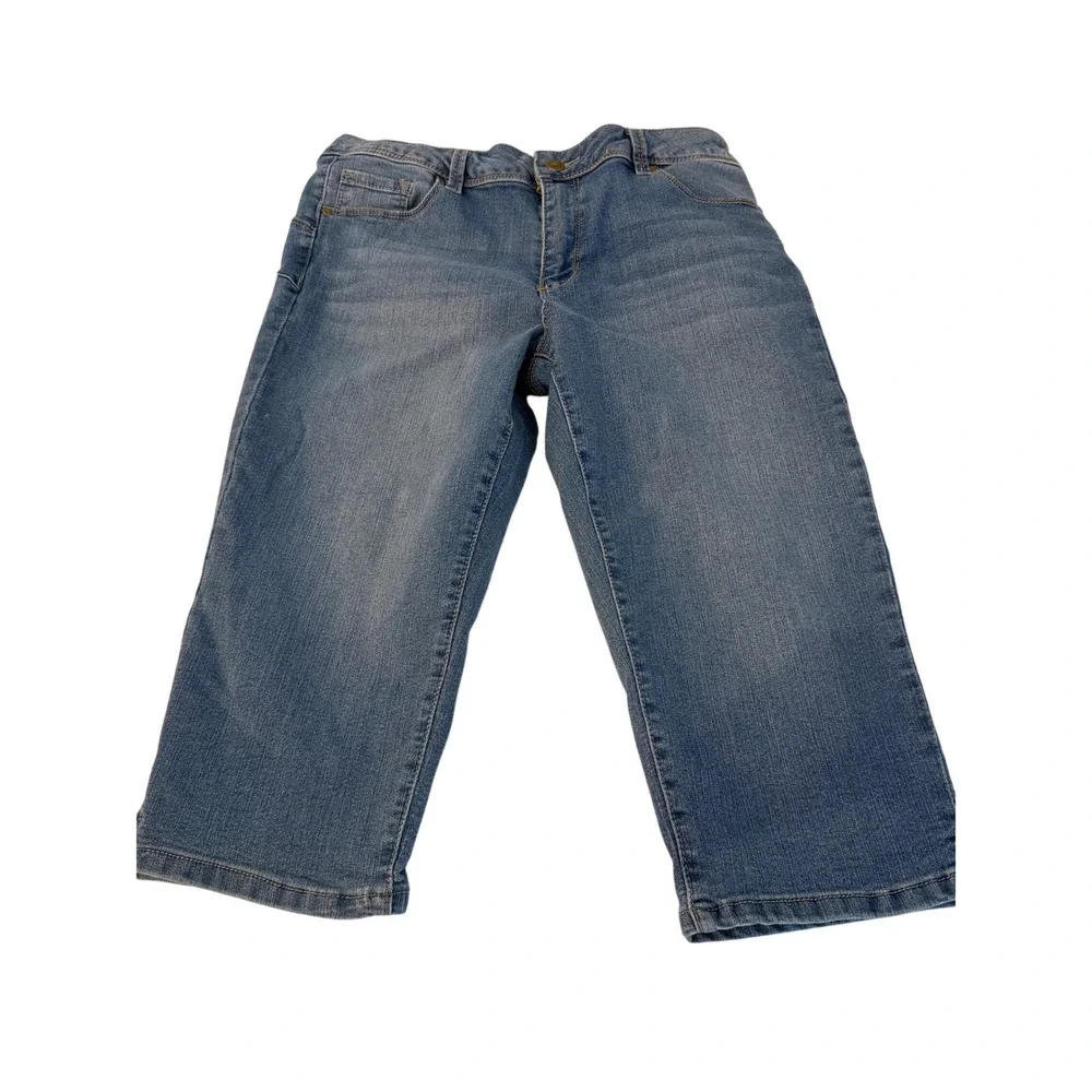 D.Jeans‎ Womens Size 12 Blue Medium Wash Stretch Denim Capri Cropped Denim pants